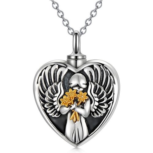 Sterling Silver Two-tone Mother Urn Necklace for Ashes