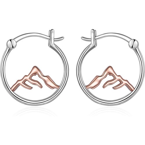 Sterling Silver Two-tone Mountains Drop Earrings