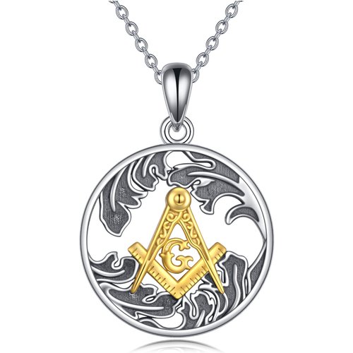 Sterling Silver Two-tone Round & Spray Pendant Necklace