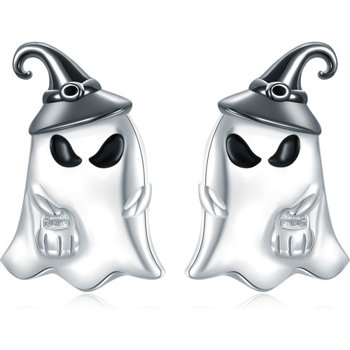 Sterling Silver Two-tone Skeleton Stud Earrings