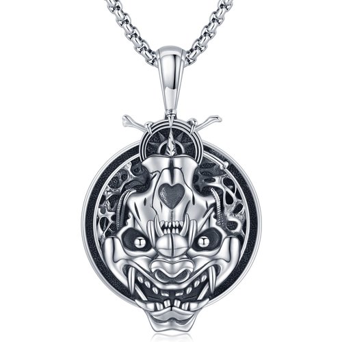 Sterling Silver Two-tone Skull Pendant Necklace