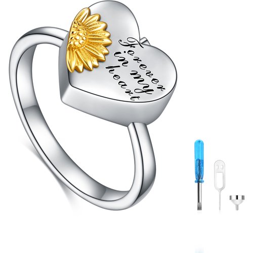 Sterling Silver Two-tone Sunflower Urn Ring