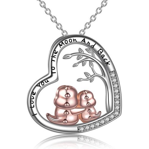 Sterling Silver Two-tone Zircon Dinosaur Pendant Necklace