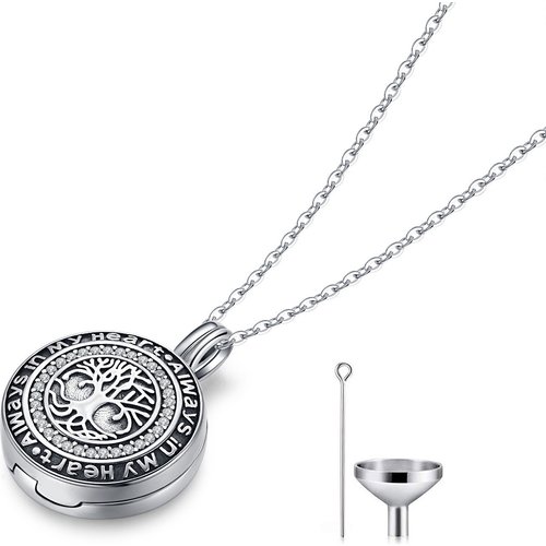 Sterling Silver Tree Of Life Always in My Heart Urn Necklace for Ashes