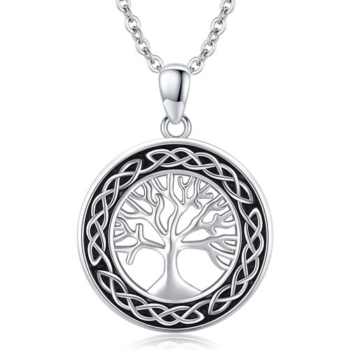 Sterling Silver Tree Of Life & Celtic Knot Pendant Necklace