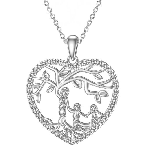 Sterling Silver Tree Of Life & Heart Pendant Necklace