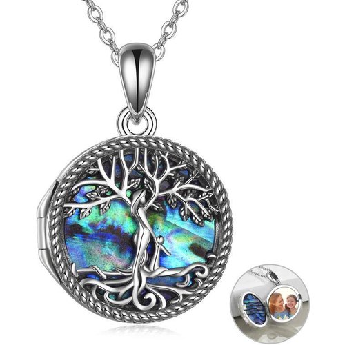 Sterling Silver Tree Of Life Mom & Child Personalized Photo Locket Necklace