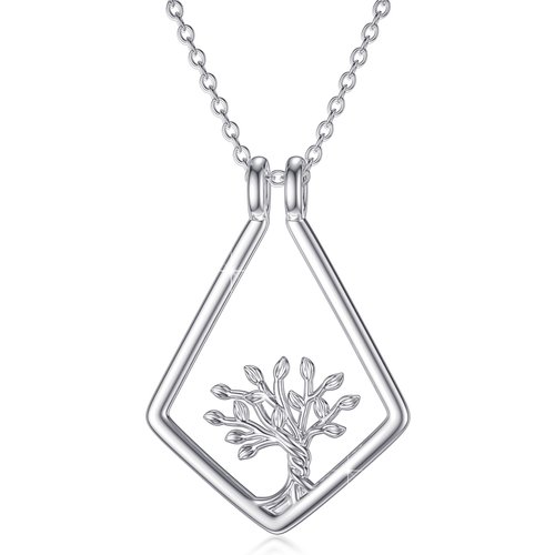 Sterling Silver Tree Of Life & Ring Holder Pendant Necklace