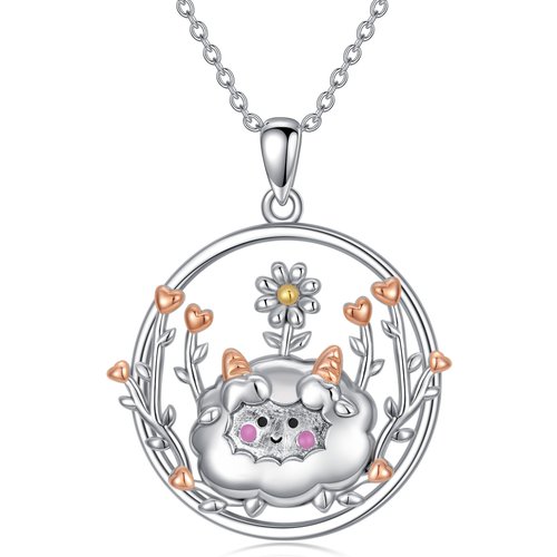Sterling Silver Tri-tone Alpaca & Heart Pendant Necklace
