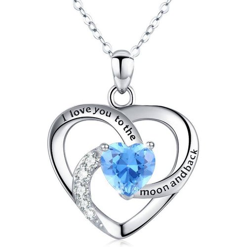 Sterling Silver Cubic Zirconia Triforce Heart Pendant Necklace with Engraved Word