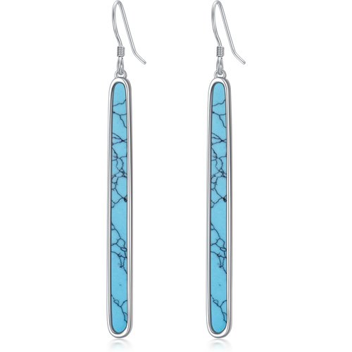 Sterling Silver Turquoise Bar Drop Earrings