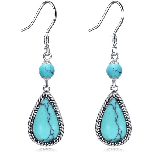 Sterling Silver Turquoise Drop Earrings For Women