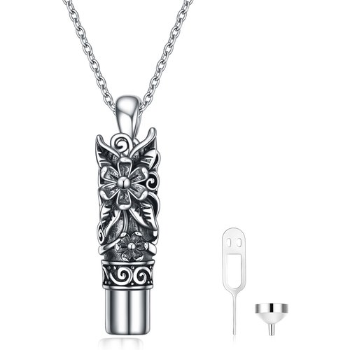 Sterling Silver Urn Necklace Hummingbird Sunflower Tree of Life Butterfly Angle Wings Memorial Jewelry Gifts