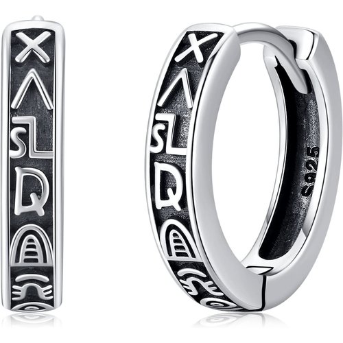 Sterling Silver Viking Rune Hoop Earrings