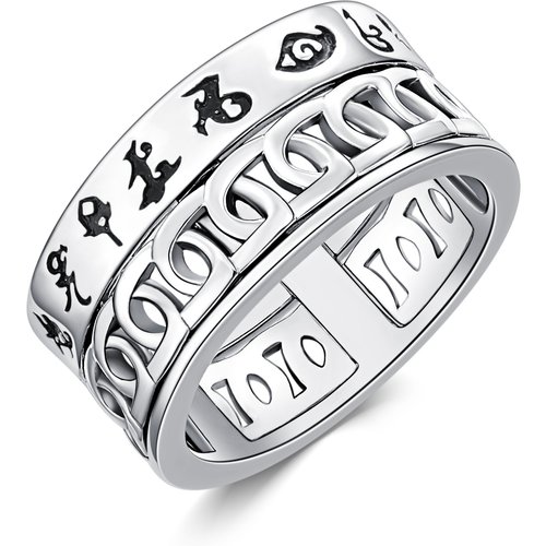 Sterling Silver Viking Rune Spinner Ring for Men
