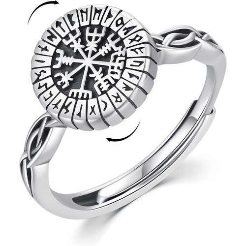 Sterling Silver Viking Rune Spinner Ring