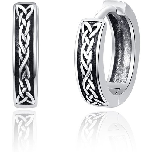 Sterling Silver Vintage Celtic Knot Hoop Earrings for Men