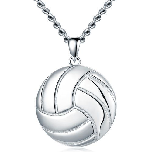 Sterling Silver Volleyball Pendant Necklace for Men