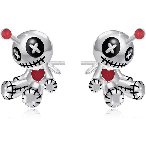 Sterling Silver Voodoo Dolls Stud Earrings