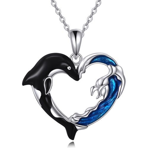 Sterling Silver Whale & Spray Pendant Necklace