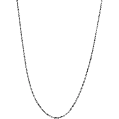 Sterling Silver with White Gold Plated Rope Chain Necklace for Men 3mm