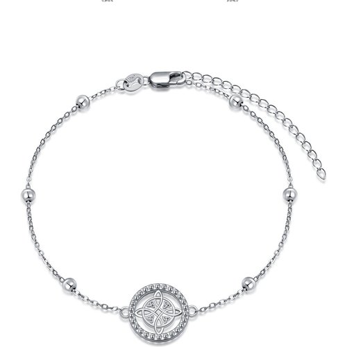 Sterling Silver Witch Knot Charm Bracelet with Bead Station Chain