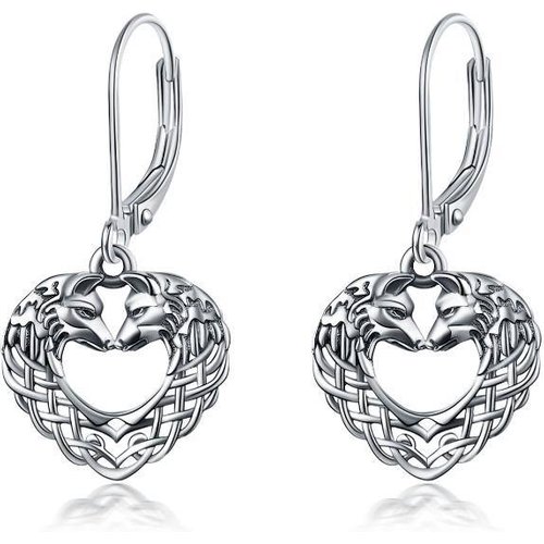 Sterling Silver Wolf Drop Earrings