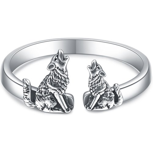 Sterling Silver Wolf Open Ring