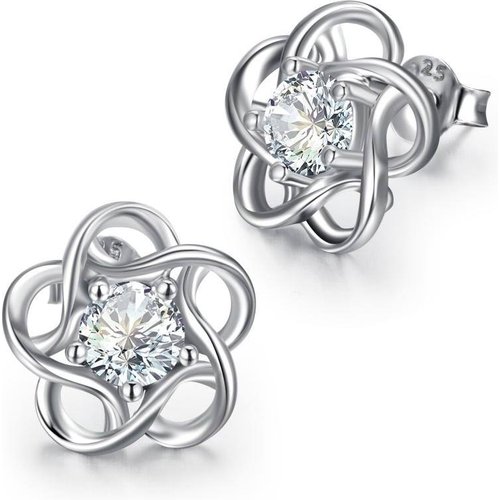 Sterling Silver Zircon Wildflowers Stud Earrings