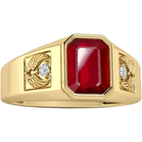 Sterling Silver with Yellow Gold Plated 2CT Emerald Personalized Engraving Ring for Men
