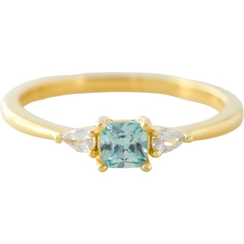 Sterling Silver with Yellow Gold Plated Crystal Square Ring