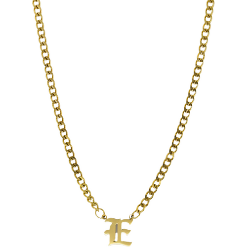 Sterling Silver with Yellow Gold Plated Cuban Initial Necklace