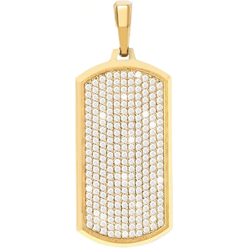 Sterling Silver with Yellow Gold Plated Cubic Zirconia Iced Out Capitol Pendant