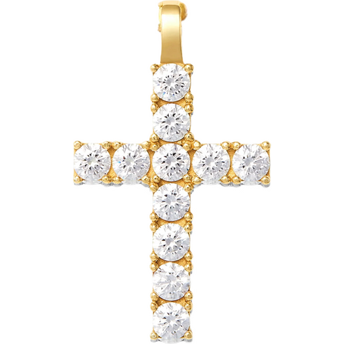 Sterling Silver with Yellow Gold Plated Diamond Micro Studded Cross Pendant