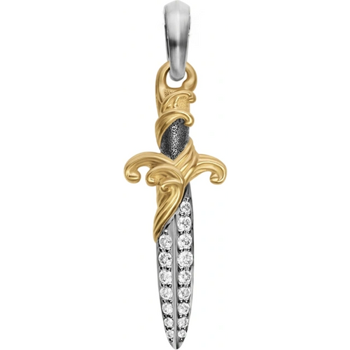 Sterling Silver with Yellow Gold Plated Diamond Waves Dagger Amulet