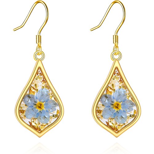 Sterling Silver With Yellow Gold Plated Drop Earrings For Women