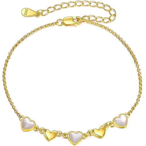 Sterling Silver With Yellow Gold Plated Interlocking Hearts Charm Bracelet For Women Best Friends
