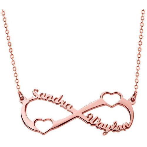 Sterling Silver with Rose Gold Plated Infinity Symbol Heart Personalized Classic Name Pendant Necklace