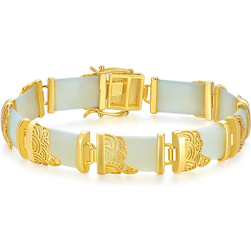 Sterling Silver with Yellow Gold Plated Jade Cloud Charm Bracelet