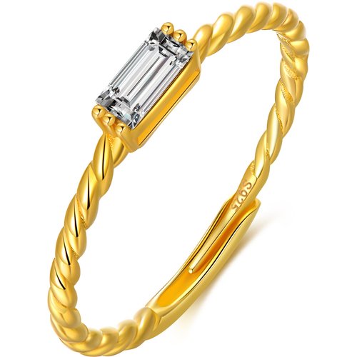 Sterling Silver with Yellow Gold Plated Open Ring