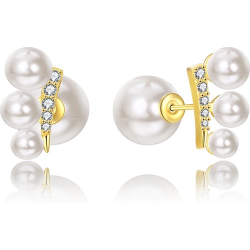 Sterling Silver with Yellow Gold Plated Pearl Jacket Earrings