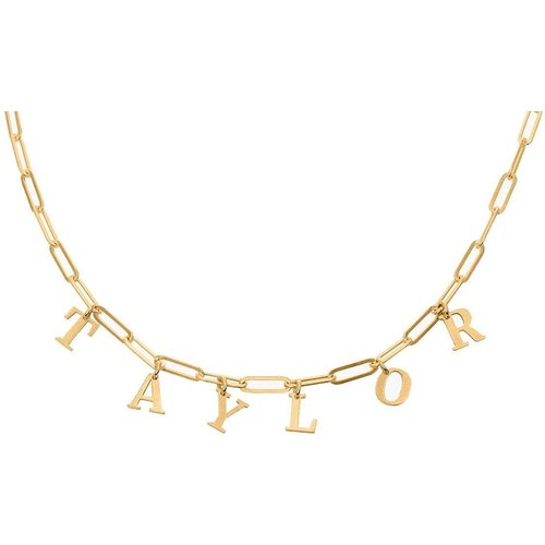 Sterling Silver with Yellow Gold Plated Personalized Classic Name Metal Choker Necklace