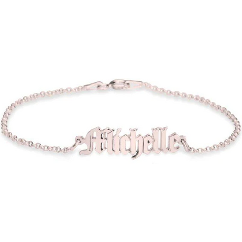Sterling Silver with Rose Gold Plated Personalized Classic Name Charm Bracelet