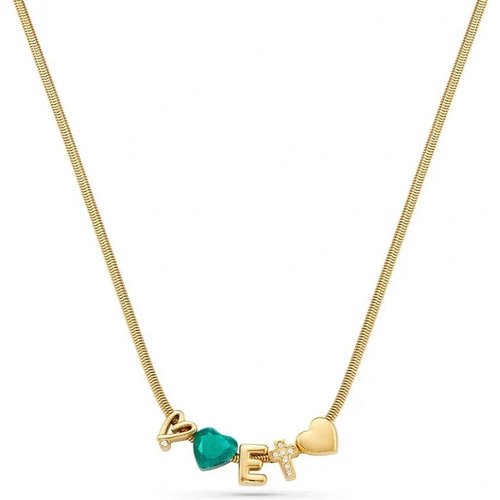 Sterling Silver with Yellow Gold Plated Personalized Letter Heart Snake Chain Necklace