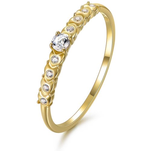 Sterling Silver with Yellow Gold Plated Cubic Zirconia Ring