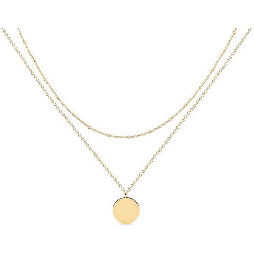Sterling Silver with Yellow Gold Plated Round Layered Necklace