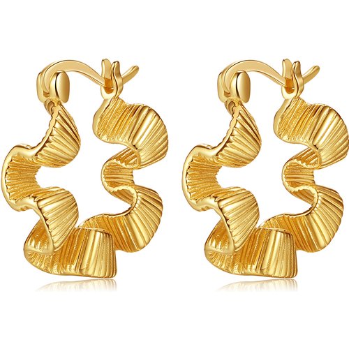 Sterling Silver with Yellow Gold Plated Spray Hoop Earrings