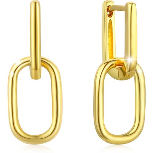 Sterling Silver with Yellow Gold Plated Square Drop Earrings