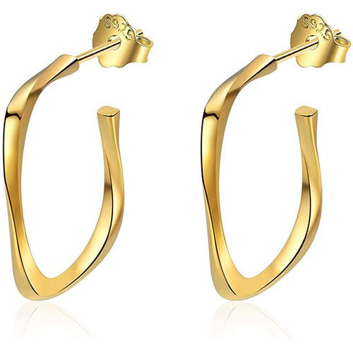 Sterling Silver with Yellow Gold Plated Square Hoop Earrings