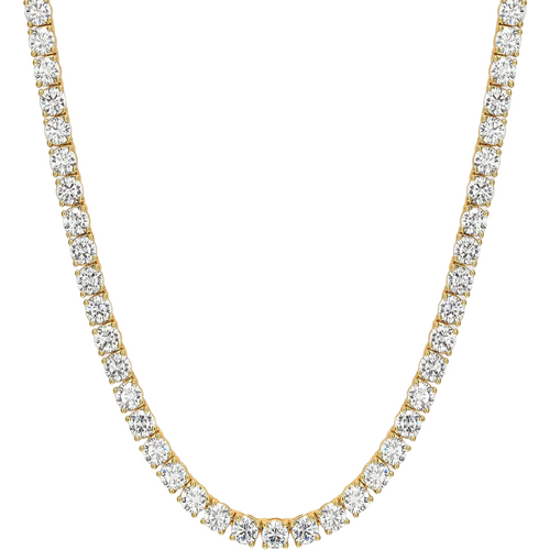 Sterling Silver with Yellow Gold Plated Tennis Chain Necklace for Men 4mm